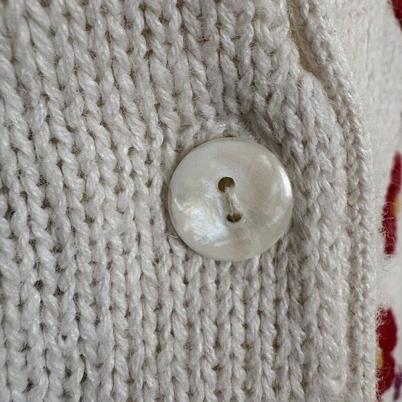 Vintage Embroidered Floral Cotton Button Down Women’s Sleeveless Sweater Vest - Picture 9 of 11